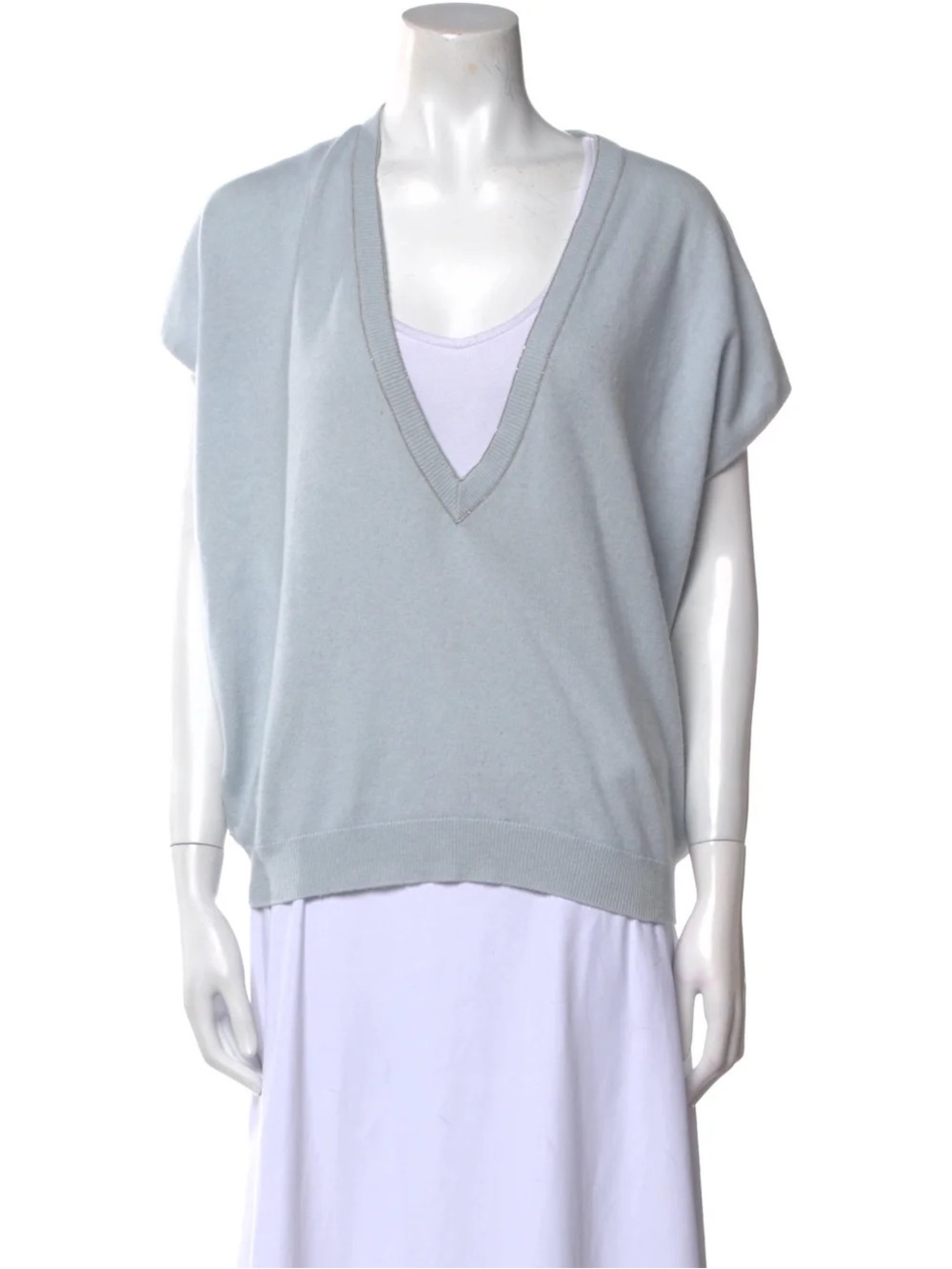 Brunello Cucinelli Light Blue Cashmere Top